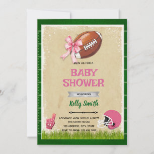 Football baby shower girl invitation