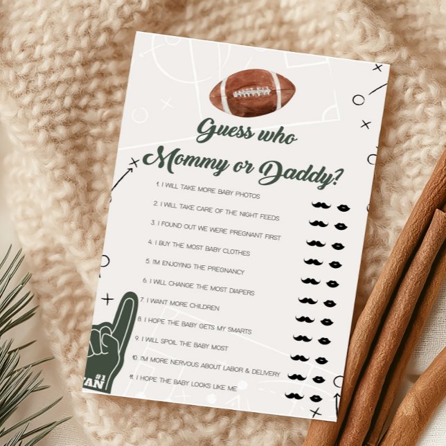 Football Baby Shower Guess who Mommy or Daddy Game (Football Sports Baby Shower Guess who Mommy or Daddy Game)