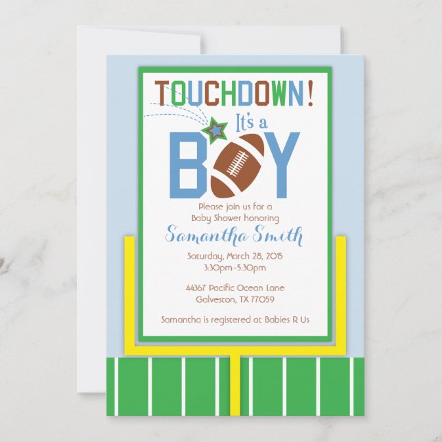 Football Baby Shower Invitation-It's A Boy! Invitation (Front)