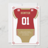 Football Baby Shower Invitation, Scarlet, Gold Invitation (Back)