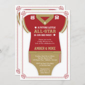 Football Baby Shower Invitation, Scarlet, Gold Invitation (Front/Back)