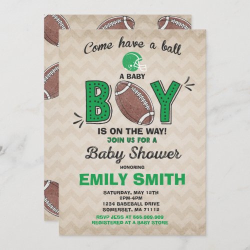 Football Baby Shower Invitation Sport Baby Shower