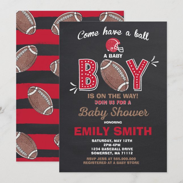 Football Baby Shower Invitation Sport Baby Shower (Front/Back)