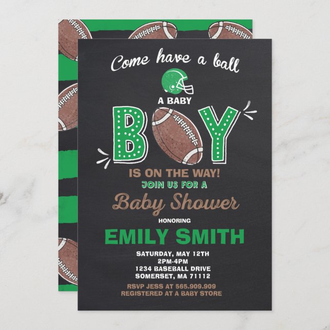 Football Baby Shower Invitation Sport Baby Shower (Front/Back)