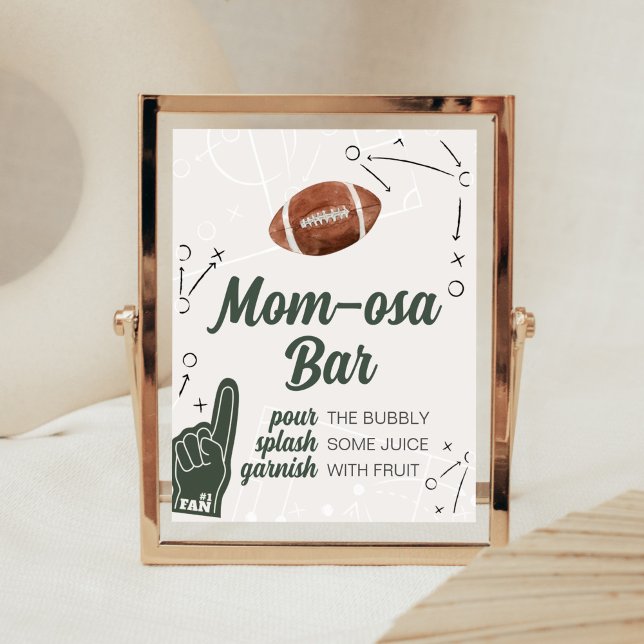 Football Baby Shower Mom Osa Bar Poster (A Little All Star Baby Shower Mom Osa Bar Sign)