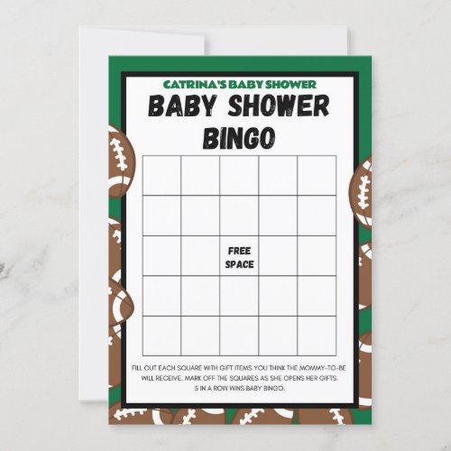 Football Baby Shower Soccer _ Editable Name 5x7 Invitation