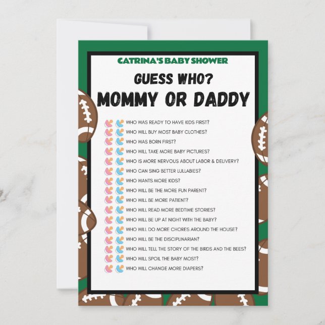 Football Baby Shower, Soccer - Editable Name, 5x7 Invitation (Front)