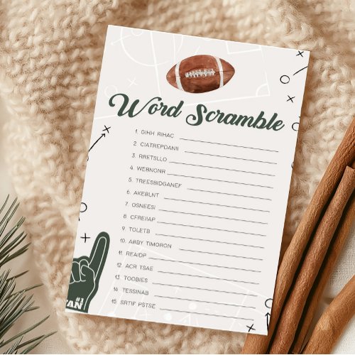 Football Baby Shower Word Scramble Game