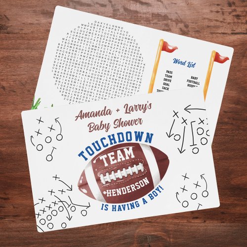 Football Baby Shower Word Search Placemat