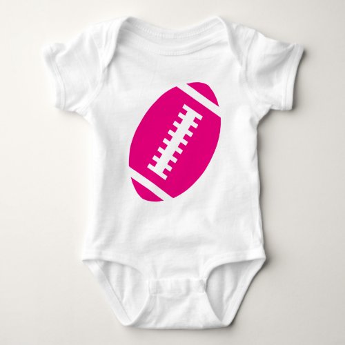 FOOTBALL BABY White  Front Hot Pink Football Baby Bodysuit