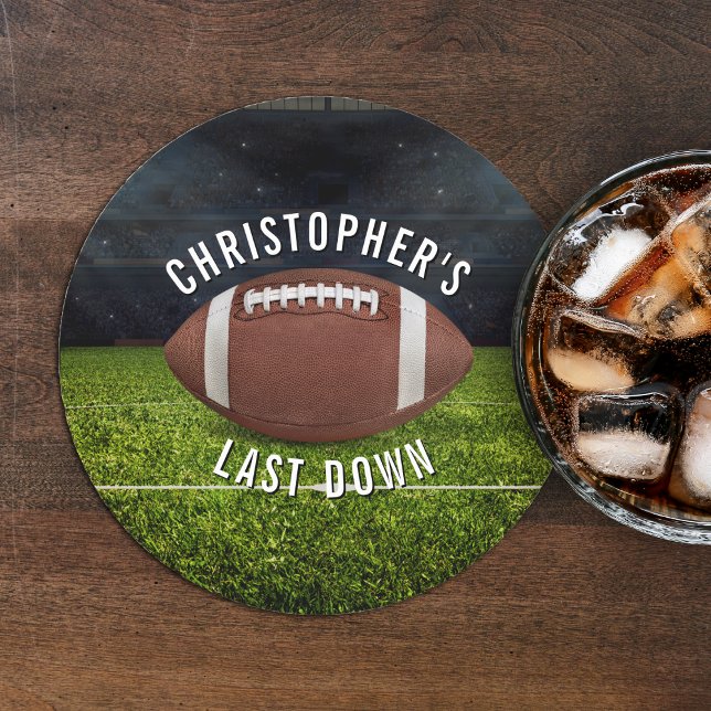 Football Bachelor Party Last Down  Round Paper Coaster (Creator Uploaded)