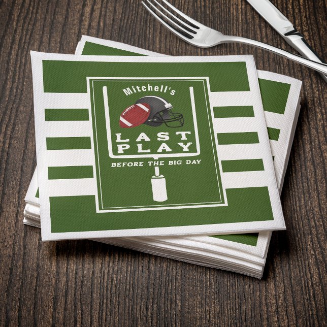 Football Bachelor Party Last Play Before Big Day Napkins (Creator Uploaded)