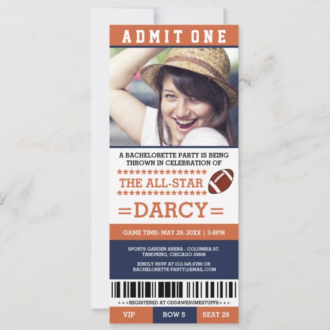 Football Bachelorette Party Invites (Front)