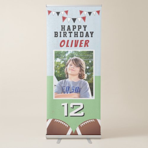 Football Ball Bunting Flags Photo Birthday Party Retractable Banner