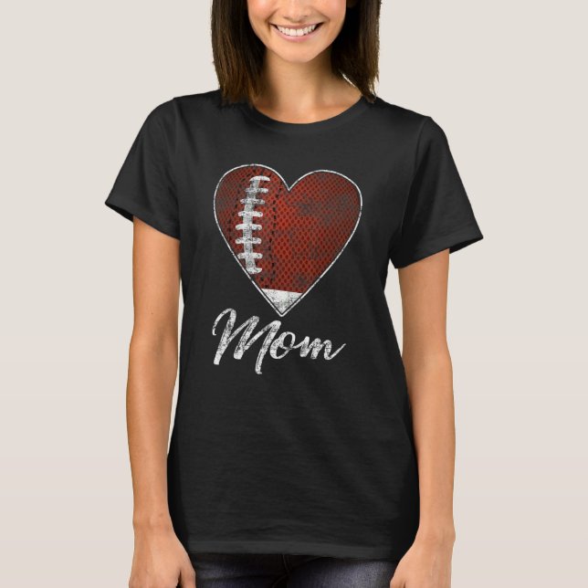 Football Ball Heart Mom Fan  Idea Mothrer Sport T-Shirt (Front)