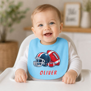 Football Ball Helmet Cartoon Boy Baby Bib