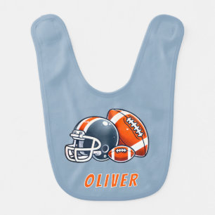 Football Ball Helmet Cartoon Boy Baby Bib