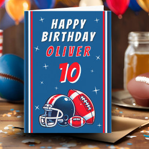 Football Ball Helmet Cartoon Happy Birthday Card