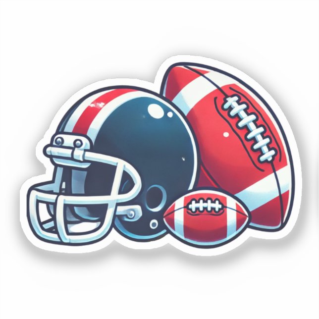 Football Ball Helmet Cartoon Image Sticker (Front)