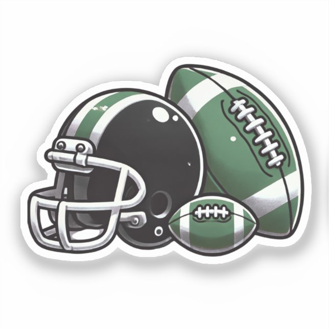 Football Ball Helmet Cartoon Image Sticker (Front)