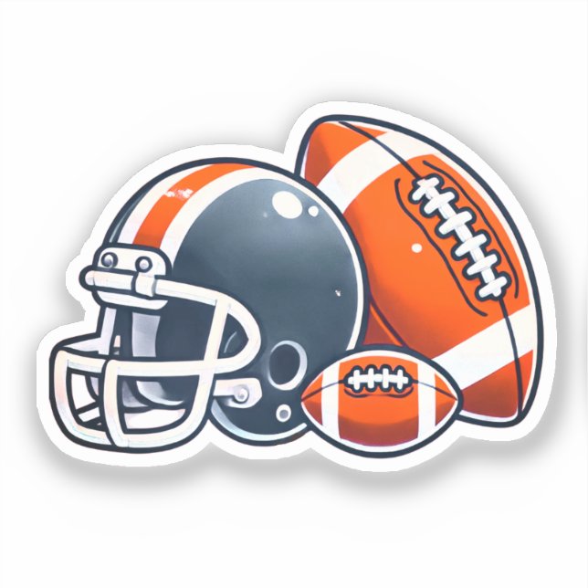 Football Ball Helmet Cartoon Image Sticker (Front)