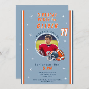 Football Ball Helmet Cartoon Photo Birthday Invitation
