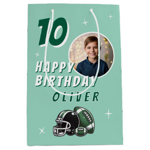 Football Ball Helmet Cartoon Photo Birthday Medium Gift Bag