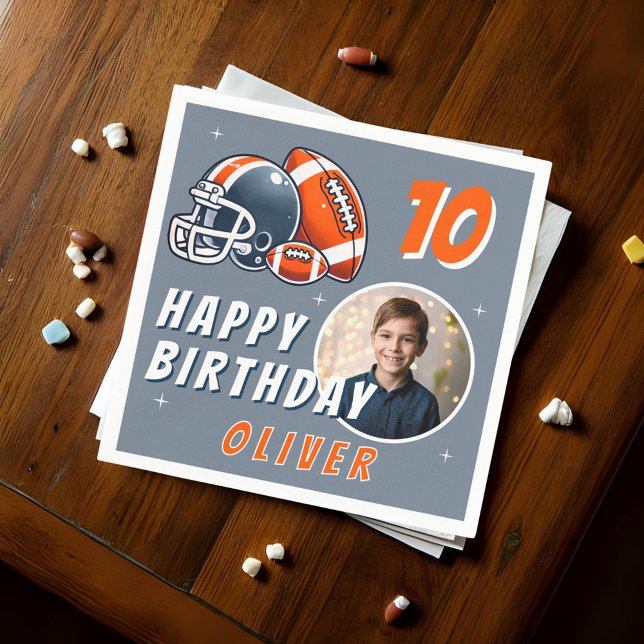 Football Ball Helmet Cartoon Photo Birthday  Napkins (Creator Uploaded)