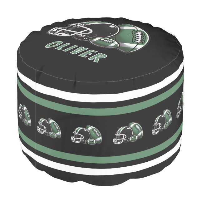 Football Ball Helmet Cartoon Sports Name  Pouf (Angled Back)