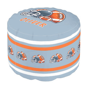 Football Ball Helmet Cartoon Sports Name Pouf