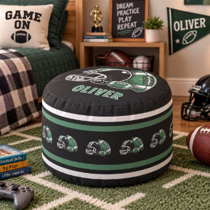 Football Ball Helmet Cartoon Sports Name Pouf