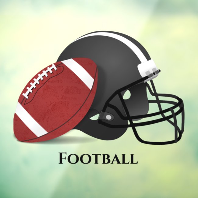Football Ball Helmet Design Window Cling