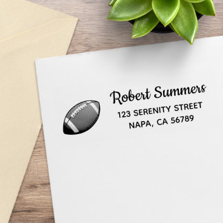 Football Ball Return Address Rubber Stamp