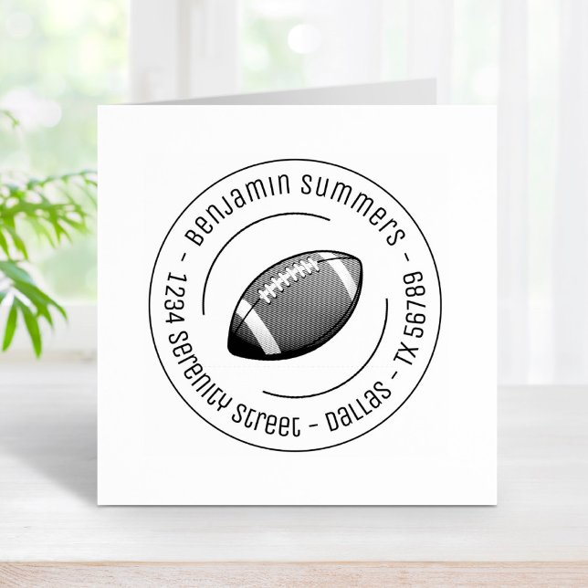 Football Ball Round Address Rubber Stamp (Creator Uploaded)
