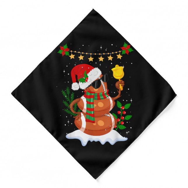 Football ball Snowman Santa Hat Merry Christmas Bandana (Front)