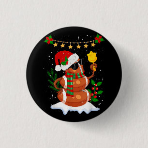 Football ball Snowman Santa Hat Merry Christmas Button