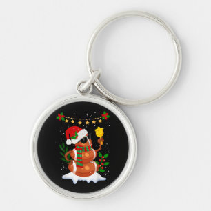 Football ball Snowman Santa Hat Merry Christmas Keychain