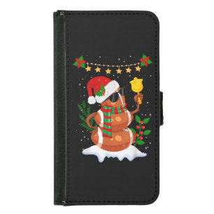 Football ball Snowman Santa Hat Merry Christmas Samsung Galaxy S5 Wallet Case