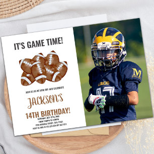 Football Balls Birthday Invitation with Photo