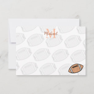 Football Balls Boys Men Custom Name Note Card