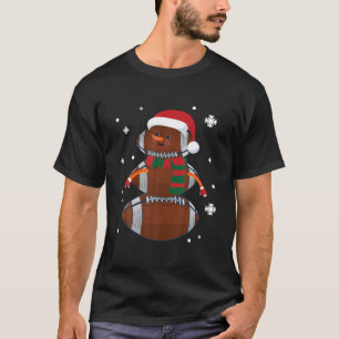Football Balls Snowman With Xmas Costume Dancing S T-Shirt