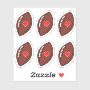 Football balls with red heart pack sticker