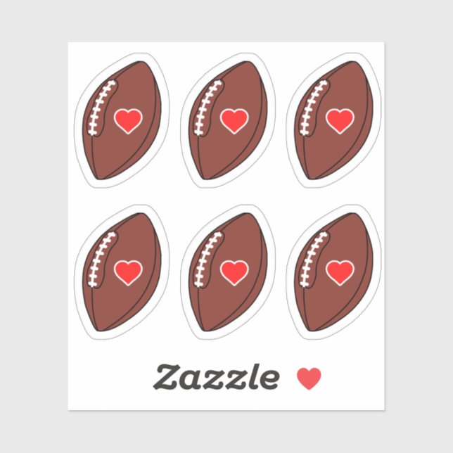 Football balls with red heart pack sticker (Sheet)