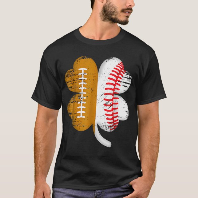Football Baseball Lover Shamrock St Patricks Day T-Shirt (Front)