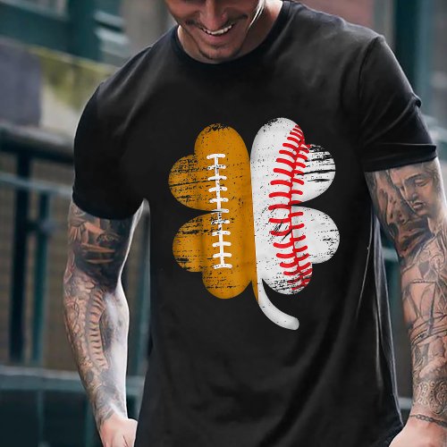 Football Baseball Lover Shamrock St Patricks Day T_Shirt