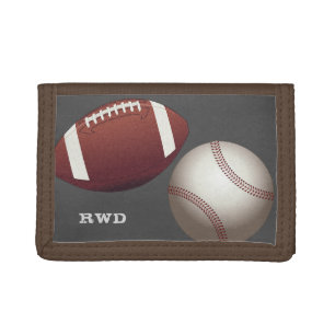 Football Baseball Monogram Boys Trifold Wallet