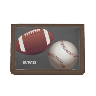 Football Baseball Monogram Boys Trifold Wallet