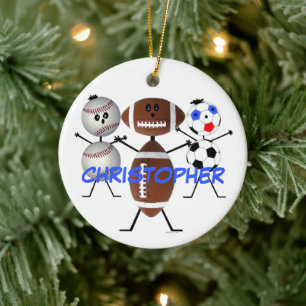 Football Baseball Soccer CUSTOM Cartoon Ceramic Ornament