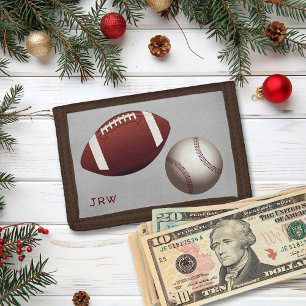 Football Baseball Sports Themed Teen Boys Tri-fold Wallet