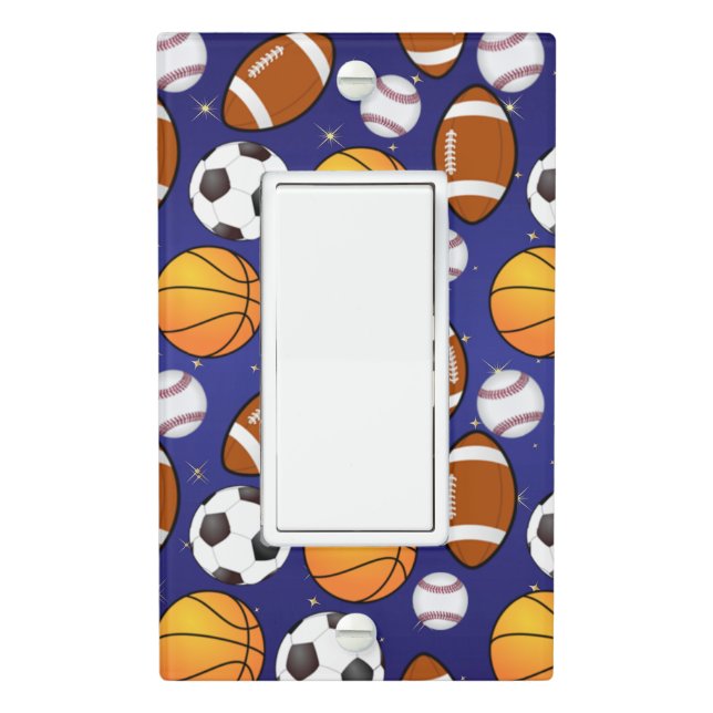 Football basketball and more Sports Theme Cool Light Switch Cover (In Situ)